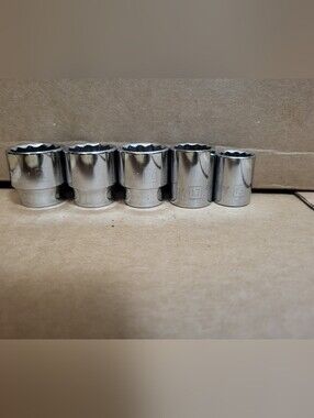 Stanley Cr-v 12 Point Sockets 15/17/120/21/22 Lot Of 5 Used